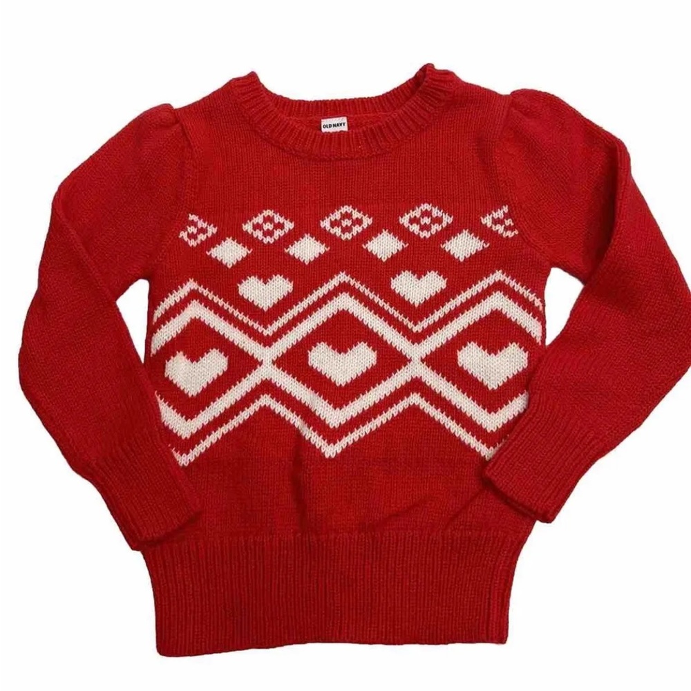 Old Navy Red Heart Sweater Girls Size 3T
